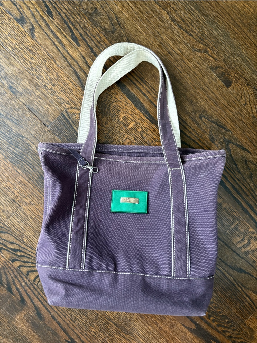 Lands’ End Navy Tote Bag with Coach Patch - Picture 2 of 8